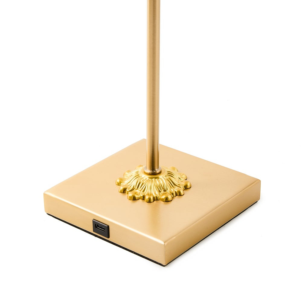 Mocha Check LED Rechargeable Cafe Table Lamp | MacKenzie-Childs