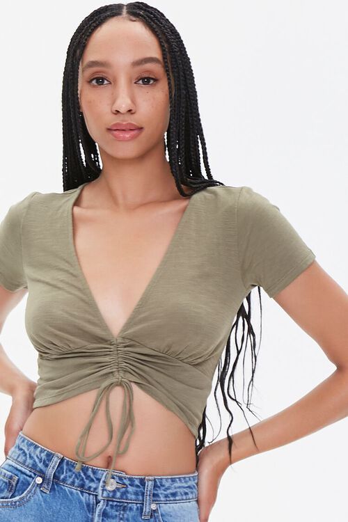 Plunging Ruched Drawstring Tee | Forever 21 (US)