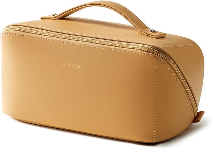EACHY Travel Makeup Bag,Large Capacity Cosmetic Bags for Women,Waterproof Portable Pouch Open Fla... | Amazon (US)