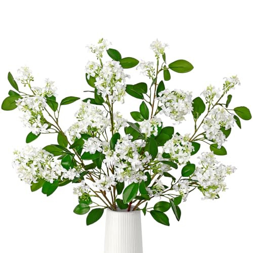 Dremisland Artificial Flower Plants Branch for Vase 4PCS 30" Fake Forsythia Flowers Faux Greenery Stems Floral Arrangements Spring Fake Plants Shop Garden Home Decor Party Decoration(White) | Amazon (US)