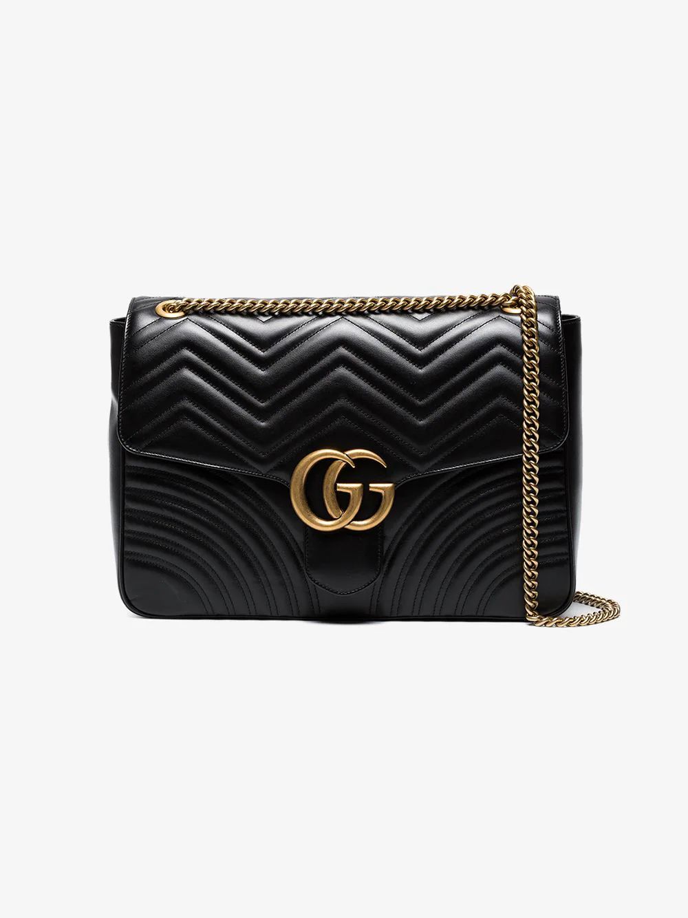 Gucci Black GG Marmont large leather shoulder bag | Browns Fashion