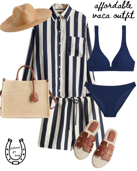 Summer outfit idea. Vacation outfit idea. Pool outfit idea. Resort wear. Affordable vacation style. H&M outfits. Shorts set. Linen. 

#LTKover40 #LTKstyletip #LTKfindsunder50