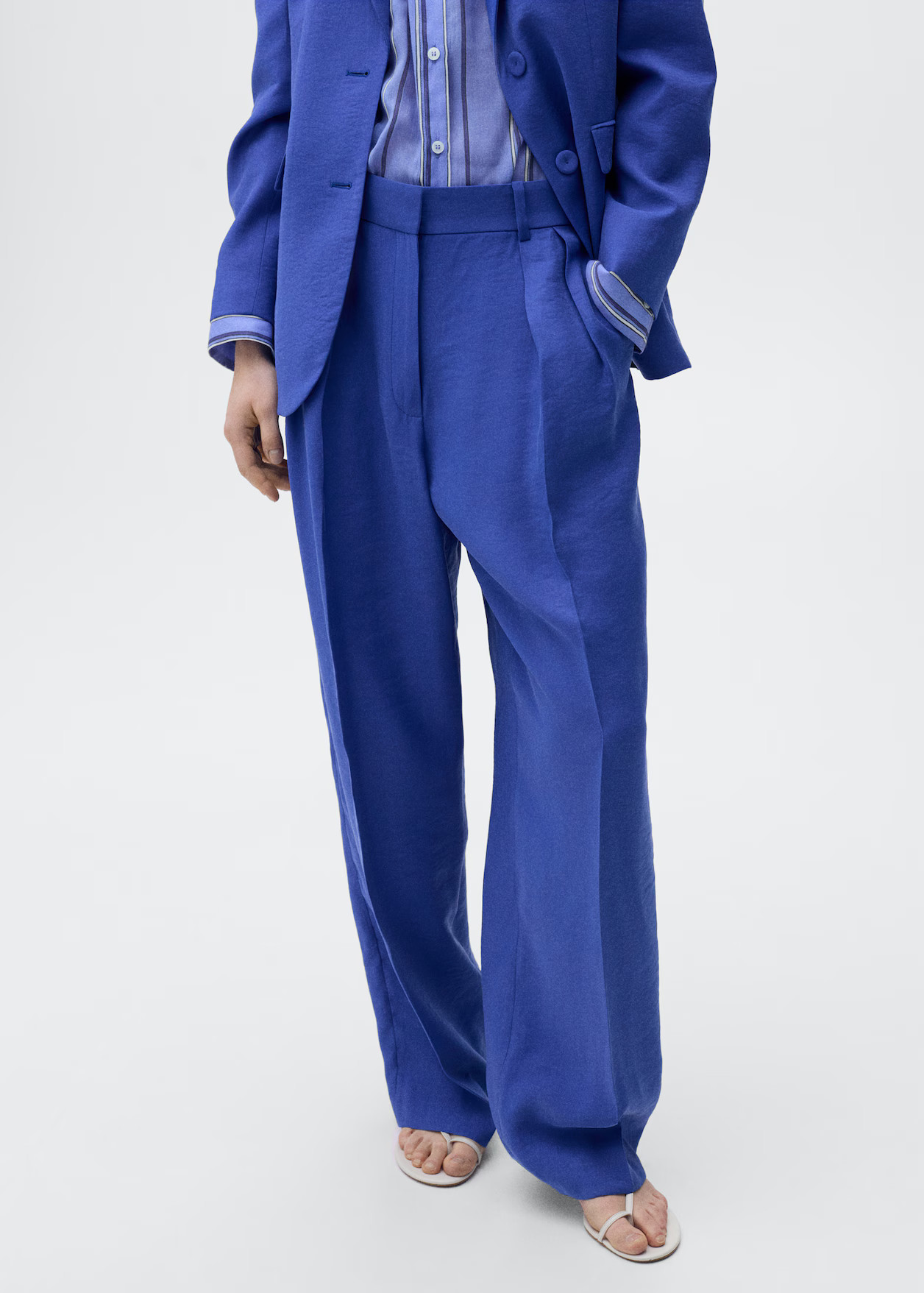 Pleated wideleg suit trousers - Women | MANGO United Kingdom | MANGO (UK)