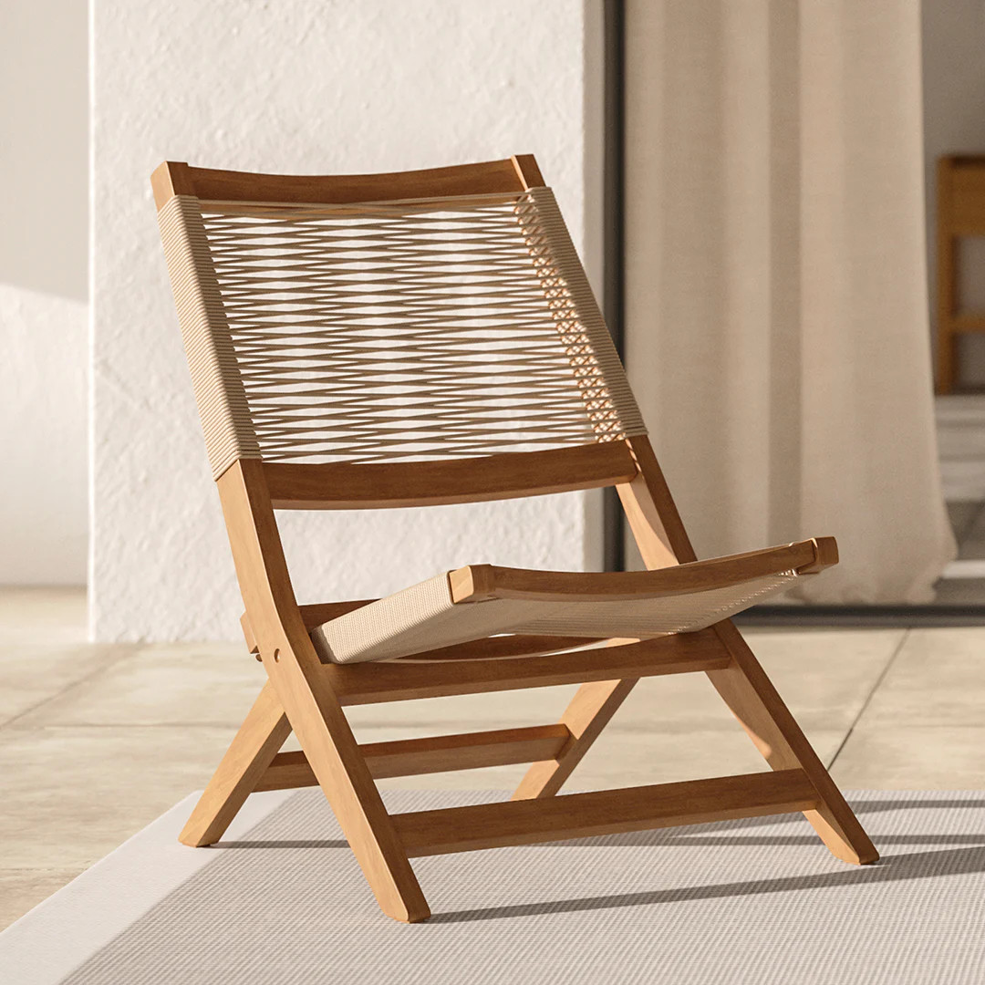 Santo 25.5" Outdoor Folding Lounge Chair - Ecru | Article