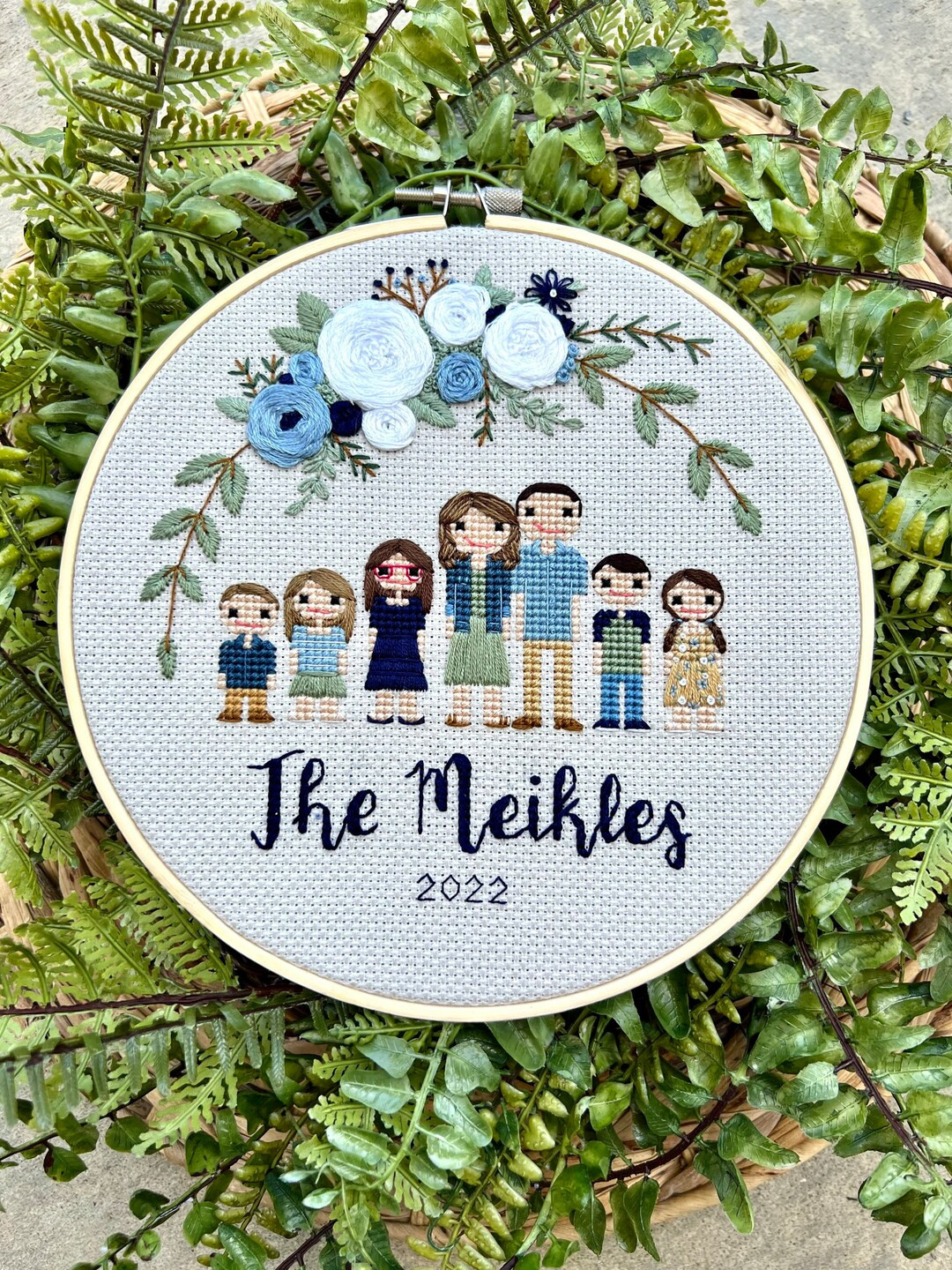 Custom Family Cross Stitch Portrait - Etsy | Etsy (US)