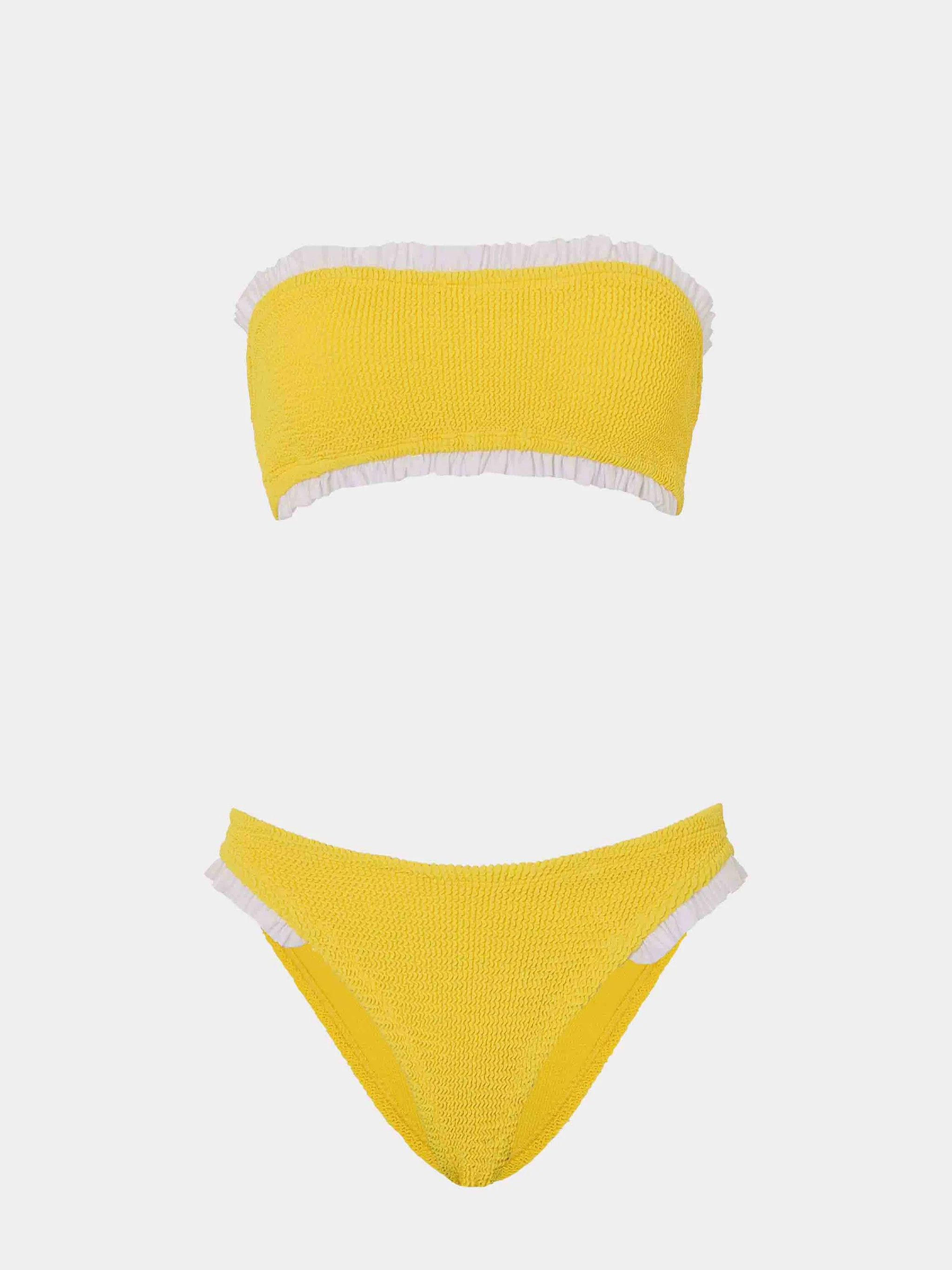 Tracey Frill Bikini - Sunflower/White | HUNZA G