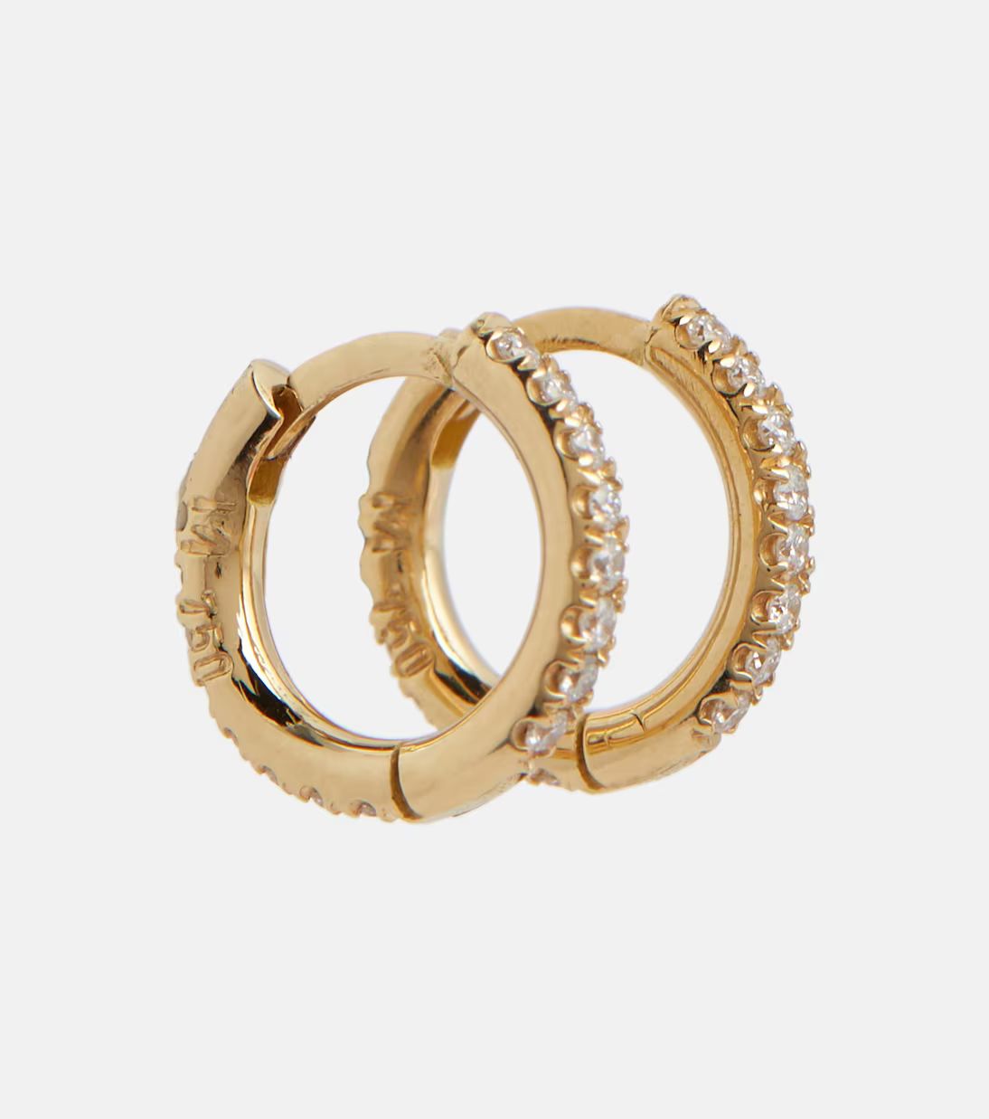 Mini 18kt yellow gold hoop earrings with diamonds | Mytheresa (US/CA)