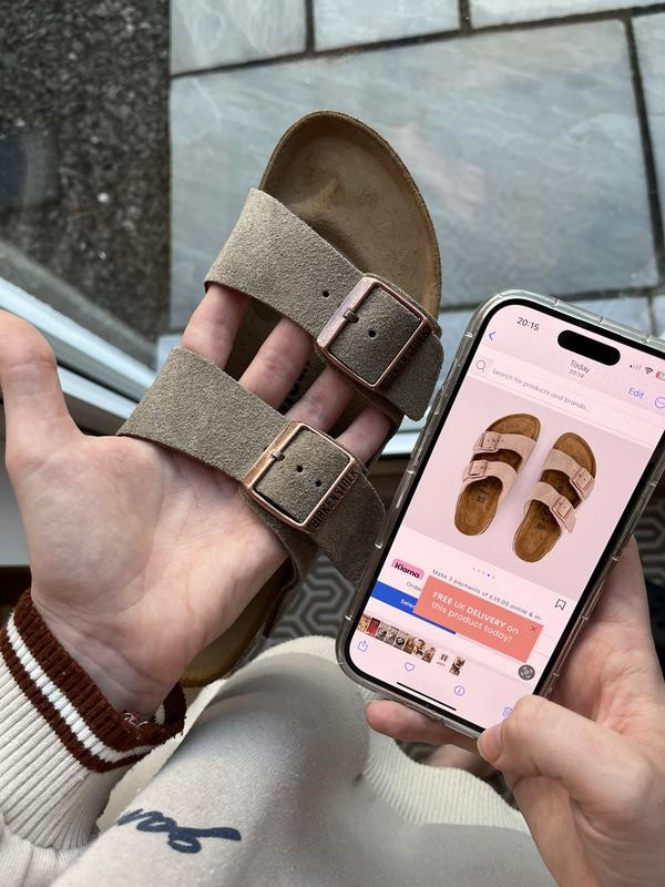 BIRKENSTOCK Arizona Two Strap Sandals Suede Taupe - Women’s Sandals | Office Shoes (UK)