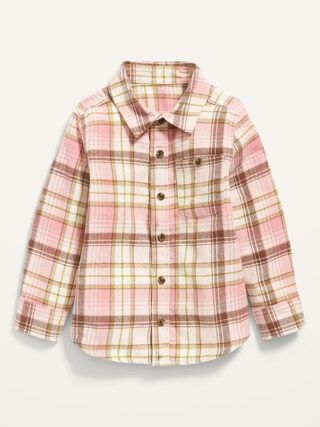 Drop-Shoulder Plaid Flannel Shirt for Toddler Girls | Old Navy (US)