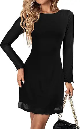 Women's Leopard Print Dress Cheetah Long Sleeve Mini Y2k Backless Mesh Party Date Bodycon Night M... | Amazon (US)