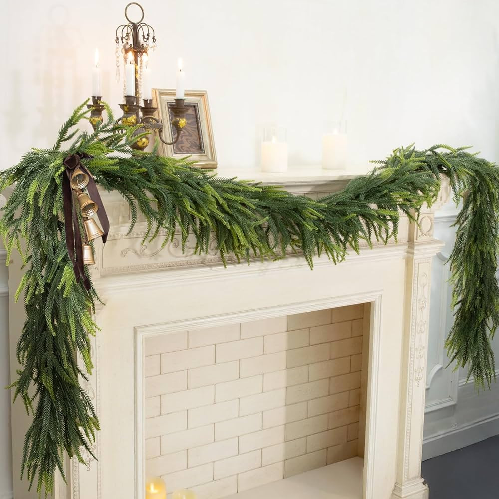 N&T NIETING 9FT Artificial Norfolk Pine Garlands, Real Touch Pine Garland, Faux Greenery Garland ... | Amazon (US)