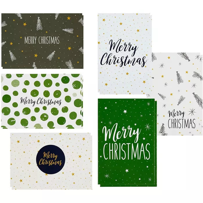48 Pack Blank Christmas Greeting Cards and Envelopes, 6 Designs, 4.5 x 6.5 in | Target