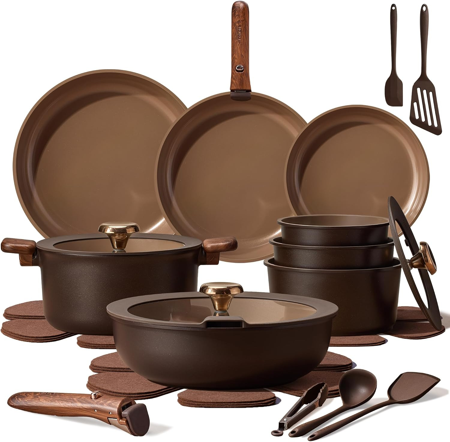 CAROTE 25pcs Ceramic Cookware Set, Pots and Pans Set with Detachable Handle | Amazon (US)