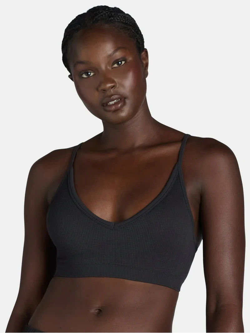 No Boundaries Women's Seamless Ribbed Triangle Bralette, Sizes XS-3XL | Walmart (US)