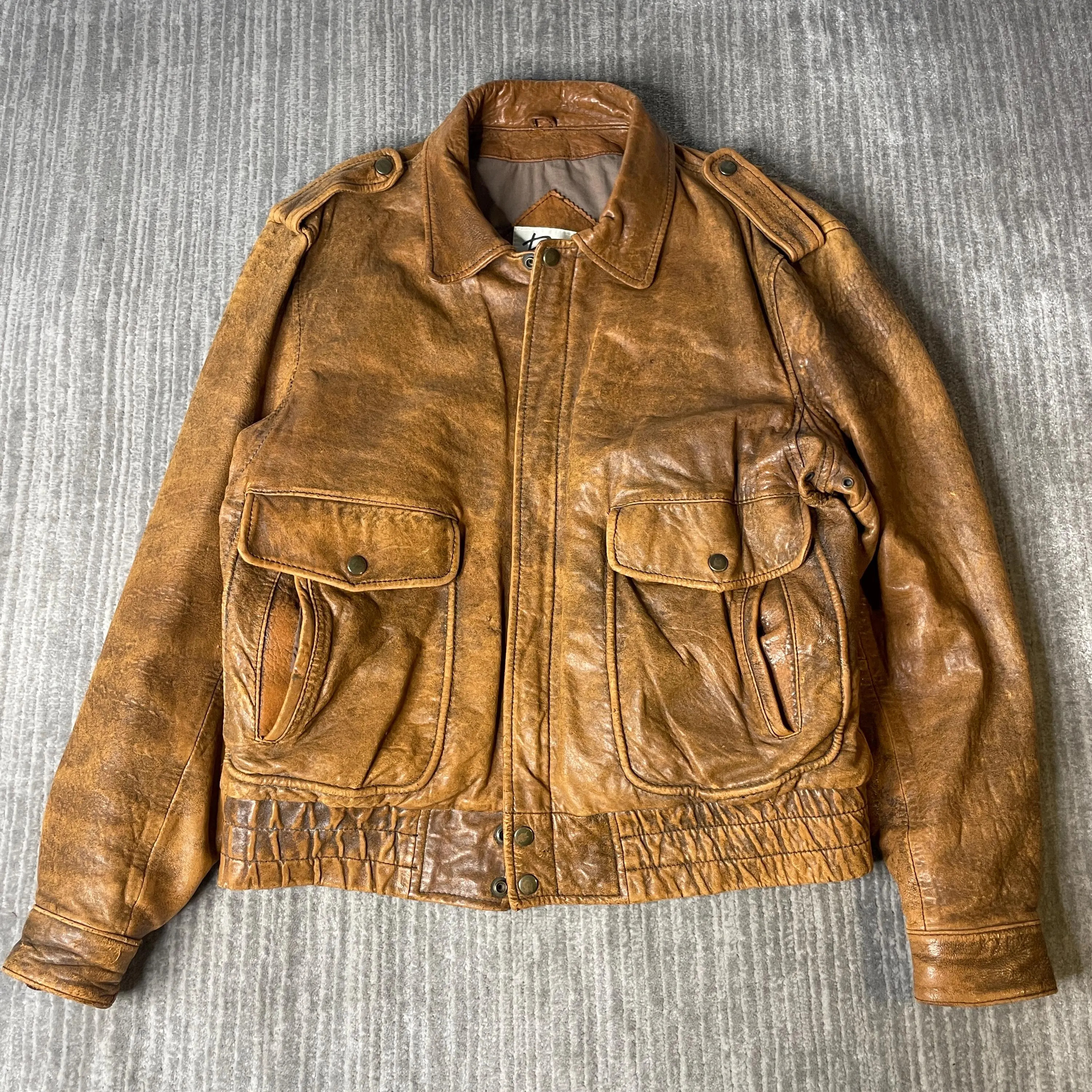 Vintage 1990s Bermans Leather Jacket – M – Distressed Brown Leather Bomber – Utility Pocket Aviator Coat – Rugged Patina Outerwear | Etsy (Global)