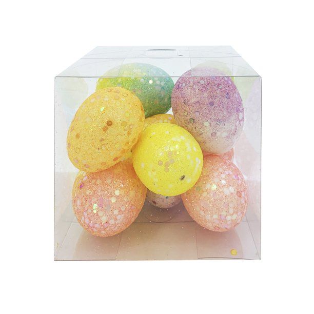 Way to Celebrate Easter Ombre Glittered Boxed Foam Eggs 4" Decorations - Walmart.com | Walmart (US)