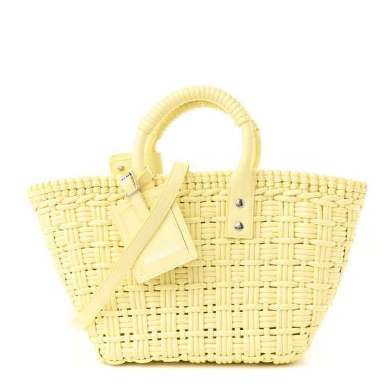 Varnished Faux Calfskin Braided XS Bistro Basket Pale Yellow | FASHIONPHILE (US)