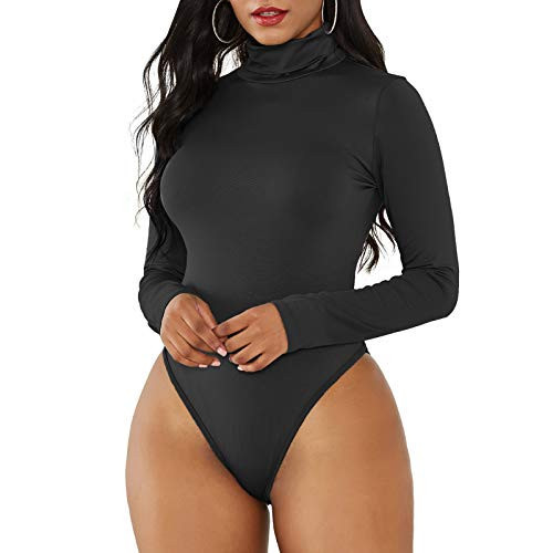 American Trends Women's Shapewear Bodysuit Black Long Sleeve Turtleneck Bodysuit for Women Shapewear Bodysuit Jumpsuit Black X-Large | Amazon (US)