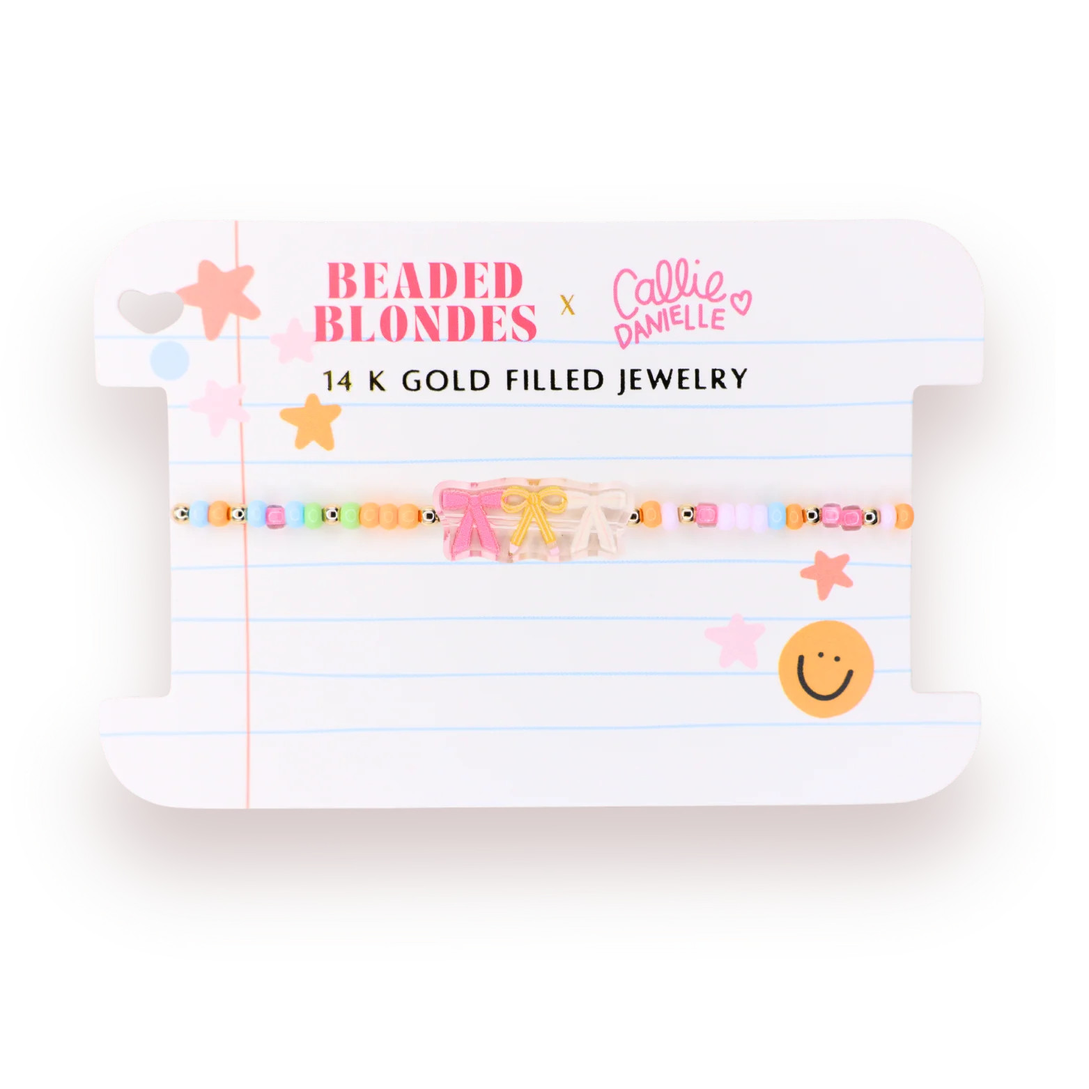 Notebook/Pencil Bow Trio Bracelet on Color | Beaded Blondes