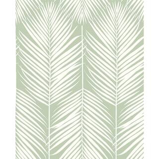 NextWall Palm Silhouette Pastel Green Coastal 20.5 in. x 18 ft. Peel and Stick Wallpaper NW39804 ... | The Home Depot