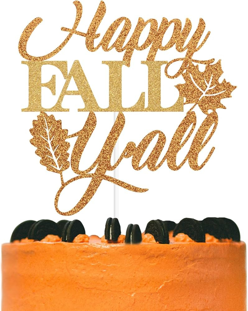 Amazon.com: Orange Glitter Happy Fall Y'all Cake Topper, Happy Fall/Give Friends/Happy Thanksgivi... | Amazon (US)