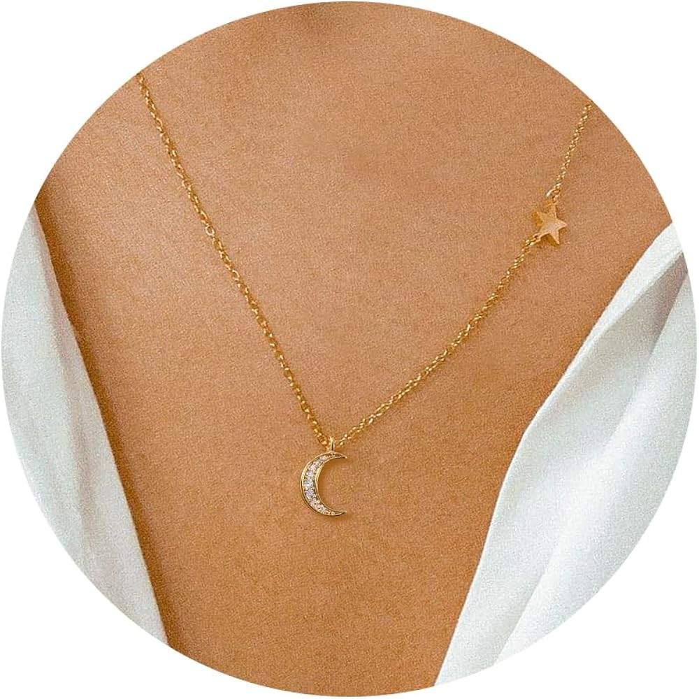 Gold Necklace for Women，14k Gold Plated Infinity Necklace Star Of David Necklace Evil Eye Cross... | Amazon (US)
