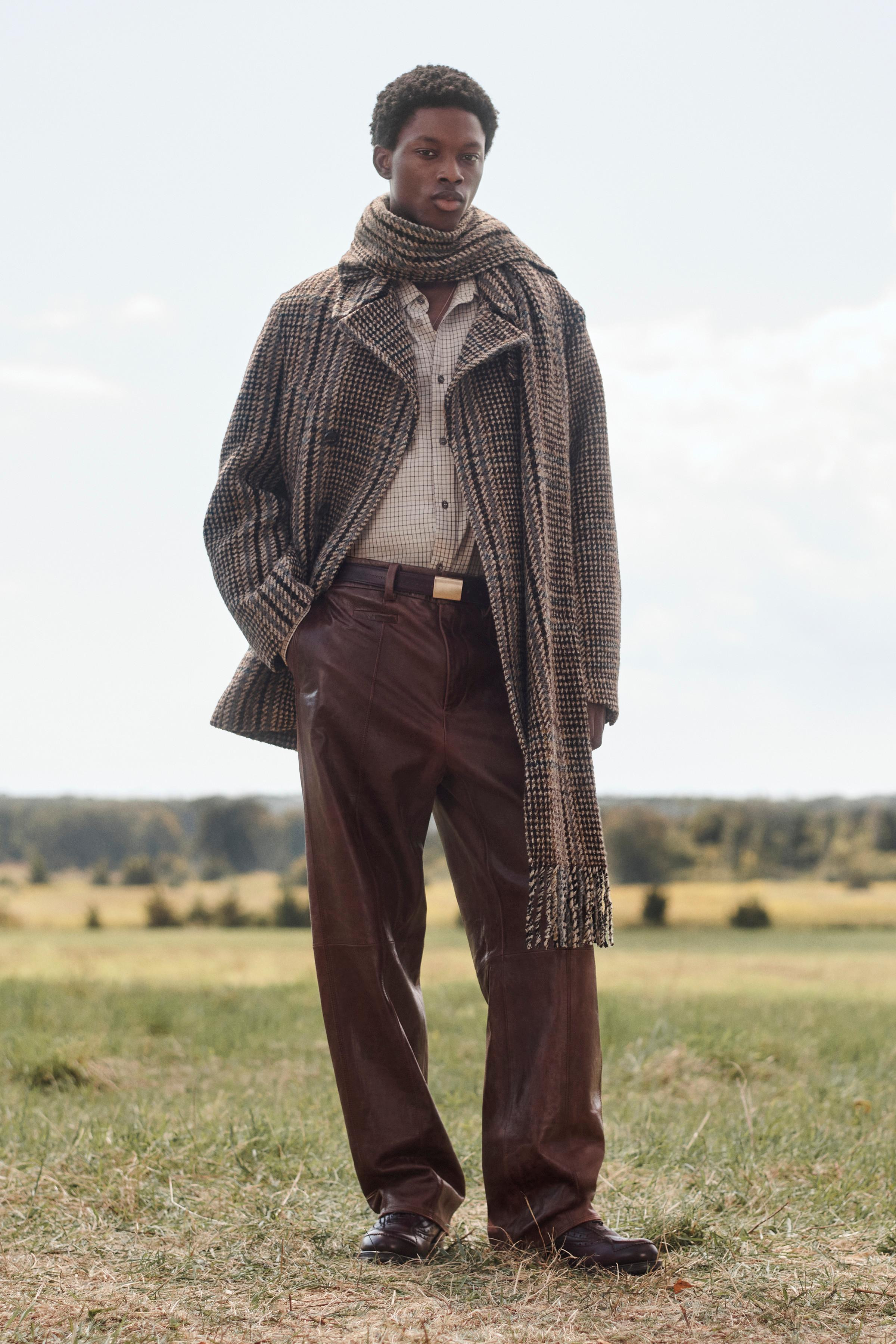 LIMITED EDITION CROPPED CHECK COAT WITH SCARF | Zara UK