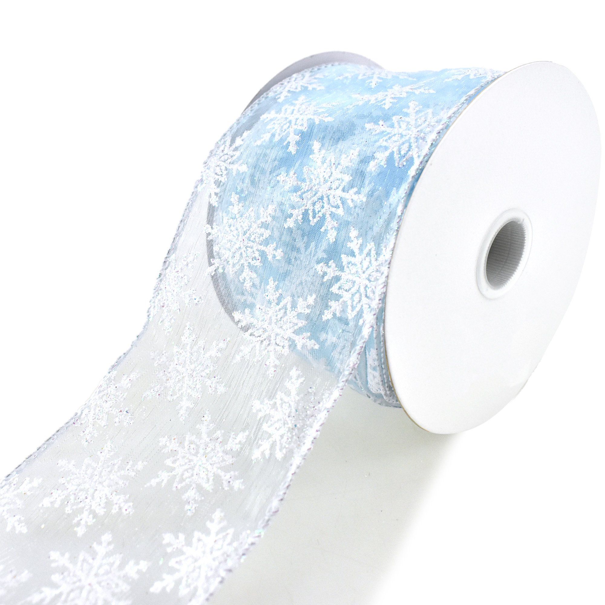 Glittered Snowflakes Sheer Wired Ribbon, 2-1/2-Inch, 10-Yard (Light Blue) | Walmart (US)