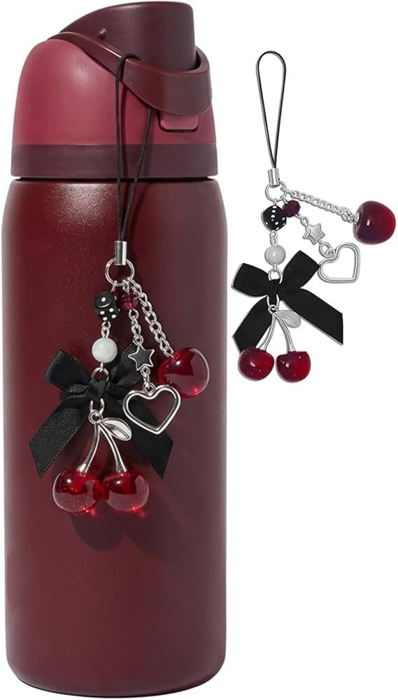Black Cherry for Owala Water Bottle 16oz, 19oz, 24 oz, 32 oz, 40 oz, Black Red Cherry with Cute C... | Amazon (US)