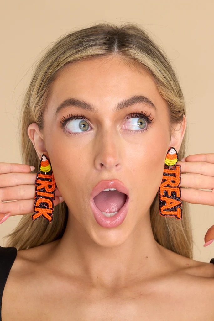 Candy Corn Black Multi Beaded Earrings | Red Dress 