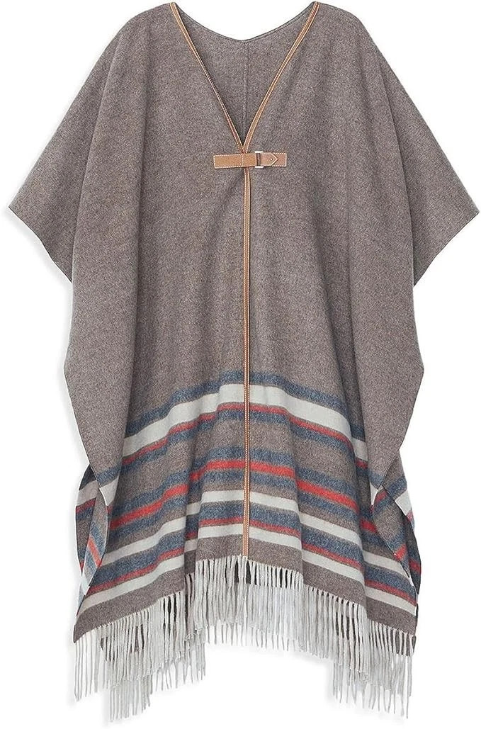 Lafayette 148 New York Double Face Striped Poncho Wool Cashmere ONE SIZE $998 | eBay US