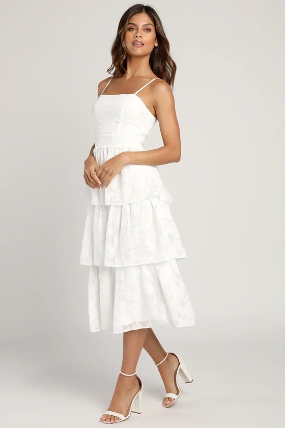 Grace and Beauty White Burnout Floral Print Tiered Dress | Lulus (US)