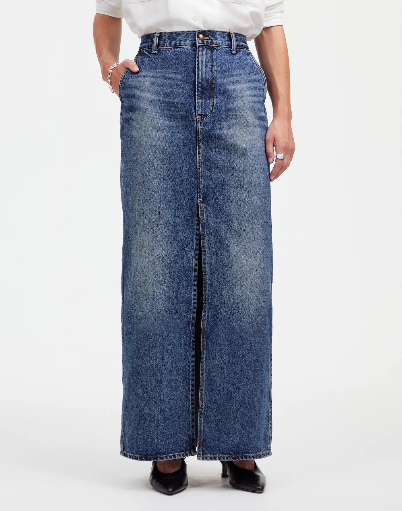 Alexa Chung for Madewell Denim Maxi Skirt in Croswell Wash | Madewell | Madewell
