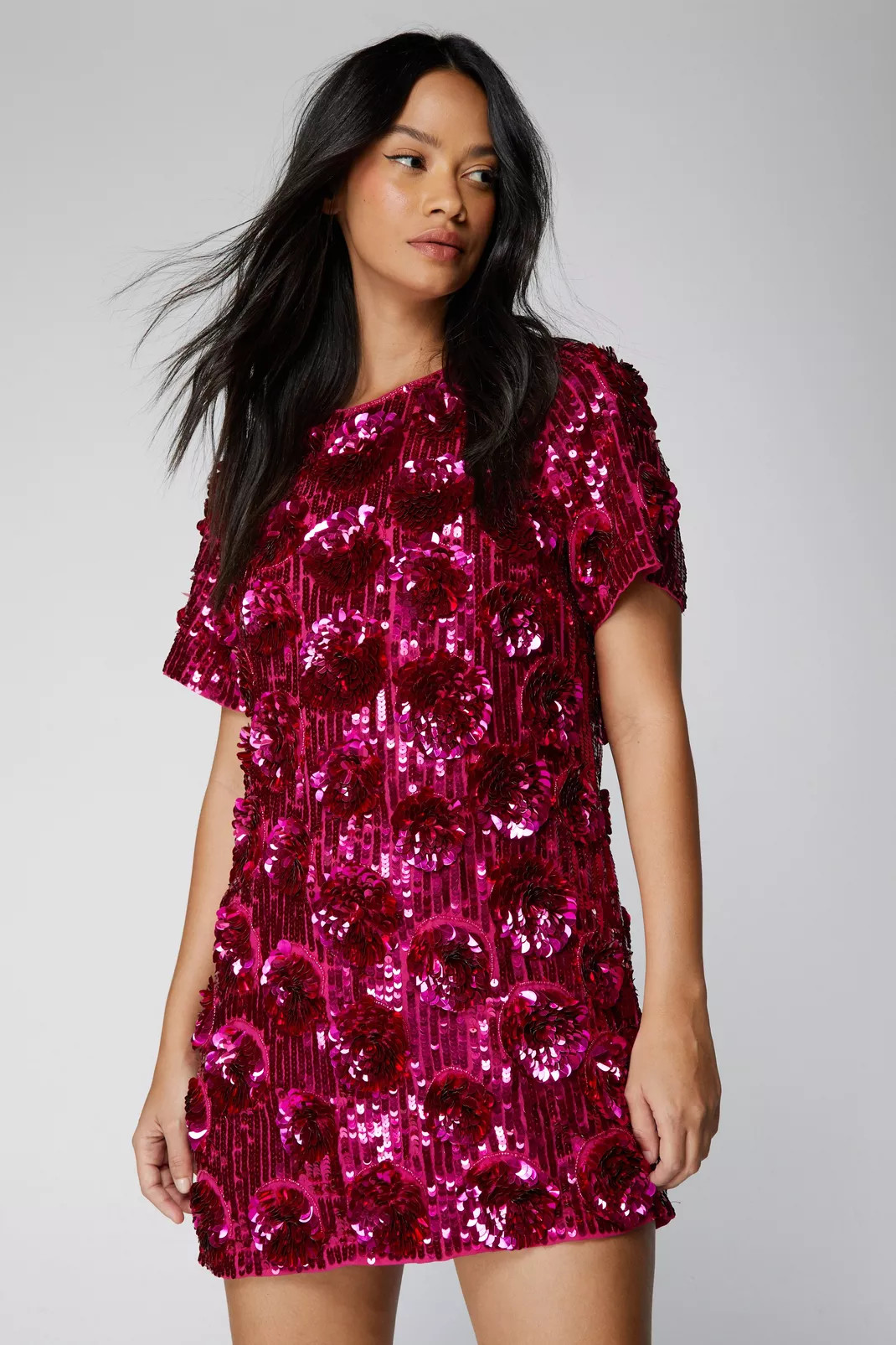 3D Floral Sequin Mini Dress | Nasty Gal US