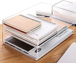 Paper Organizer Tray, Clear Acrylic Desk Organizers and Accessories, Office Supplies Organization... | Amazon (US)
