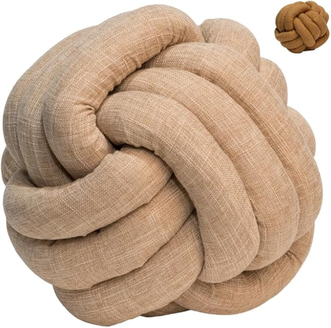 Hearthfire Hygge Knot Pillow Ball Faux Burlap | 10.6" Linen Knotted Pillow | Soft Knot Ball Pillo... | Amazon (US)