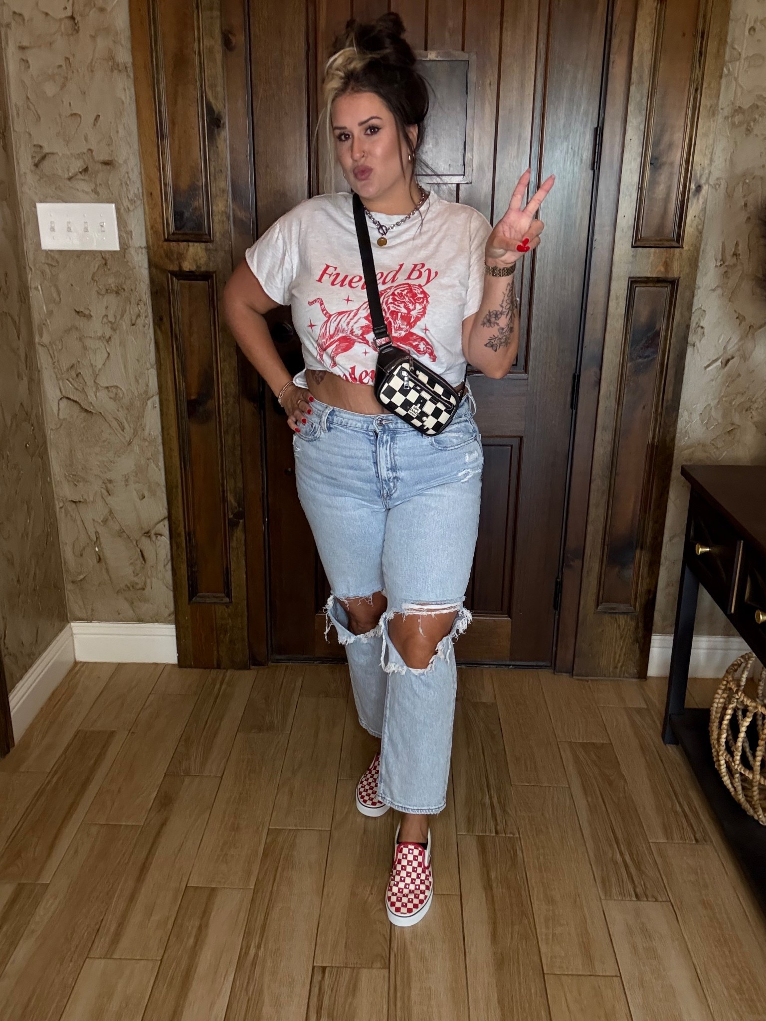 Soft grunge, just how I like it! 🔥
Top is a large 
Jeans size 12 
Shoes 8.5 
Purse is from Coach. I couldn’t find a link for it. 

#LTKStyleTip #LTKShoeCrush #LTKMidsize