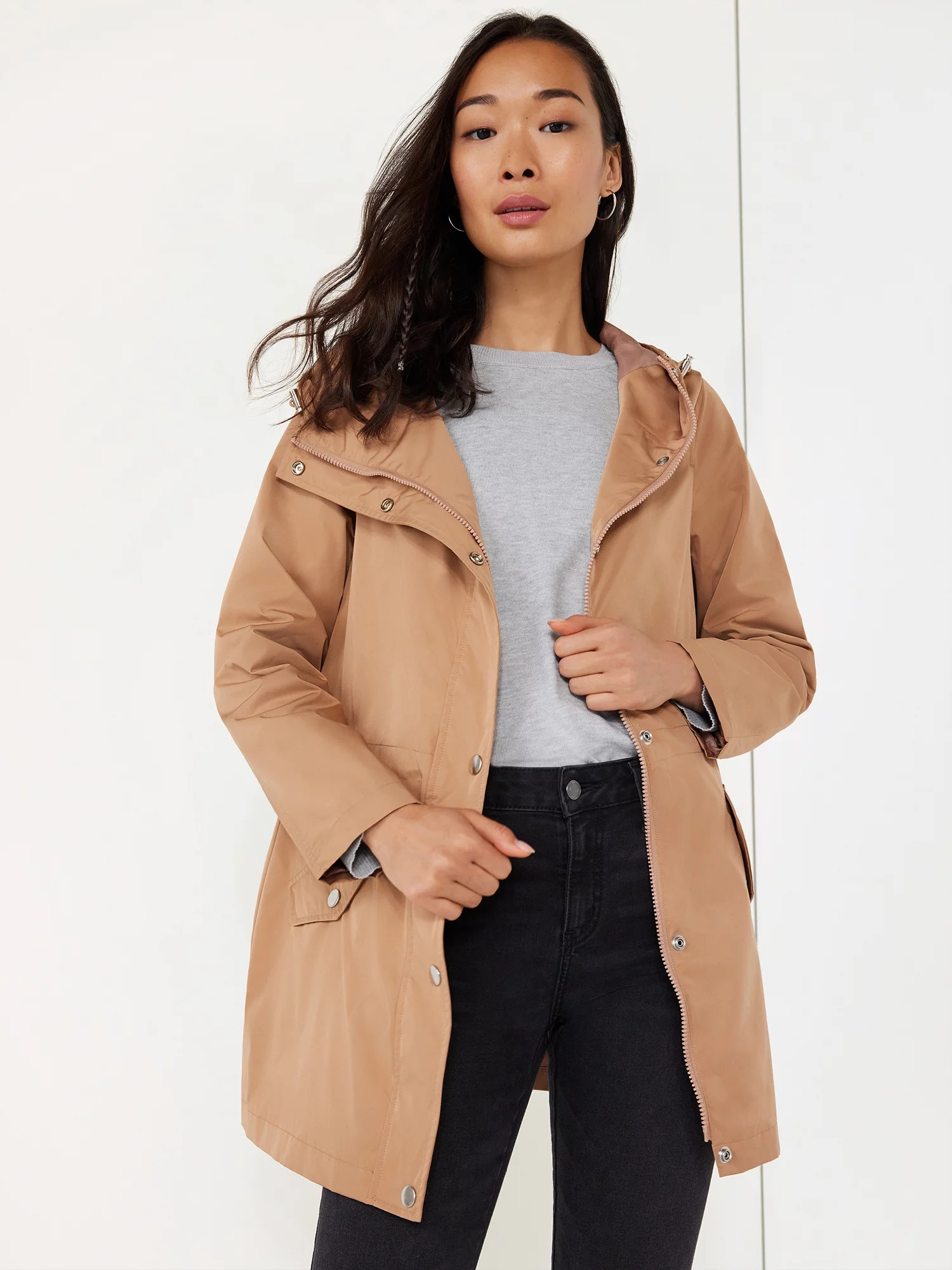 Time and Tru Women's Lightweight Anorak Jacket with Hood, Sizes XS-3X - Walmart.com | Walmart (US)