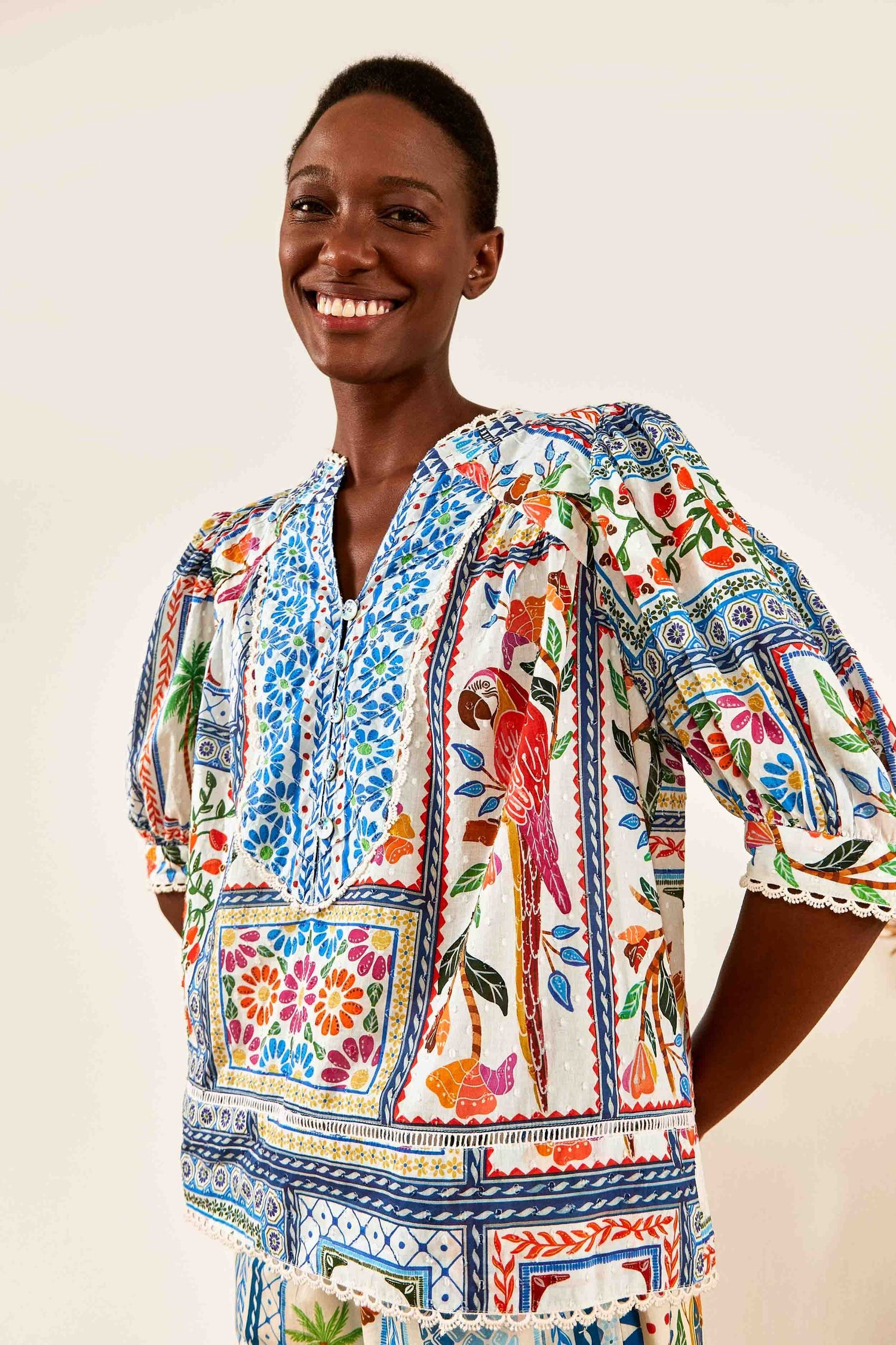 Tropical Tiles Blouse | FarmRio (US)