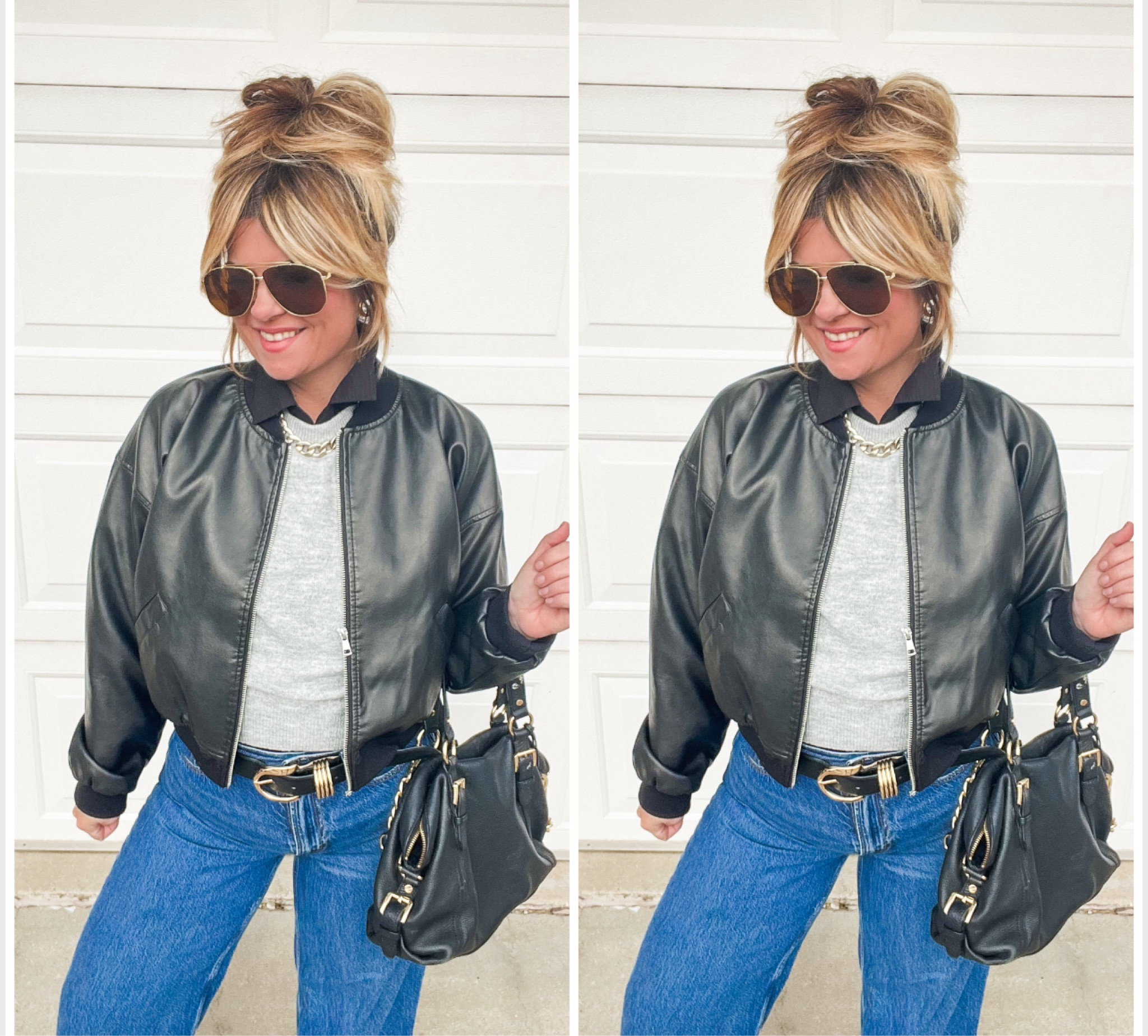 Cold weather outfits 
Winter outfits 
Walmart bomber #walmart
Belts
H and M ADORABLE grey sweater I’m ordering the pink! I’m so in love the Waist is cinched and it’s adorable!!! Get it!!! 

Collared shirt

My favortite dress up jeans! I wear them when I’m wanting to elevate my look. I’m still wearing white leather sneakers for casual but oh so cool! Dressed to impress! Winter wardrobe goals! ❄️✨ Cozy up in this perfect combo: 

- A *puffy bomber jacket* to keep you snug and stylish 💥
- The softest *H&M sweatshirt* for ultimate comfort 🌟
- These *belted Abercrombie jeans* that are giving major chic vibes 👖🔥

Layer up, stay warm, and keep it cute. #OOTD #WinterStyle #FashionFinds #CozyVibes #WinterOutfitIdeas #PuffyJacketPerfection

#LTKFindsUnder100 #LTKFindsUnder50 #LTKBeauty