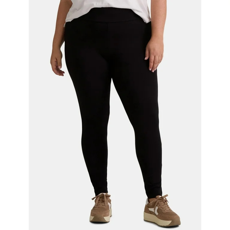Terra & Sky Women's Plus High Rise Leggings, 27” Inseam, Sizes 0X-4X | Walmart (US)