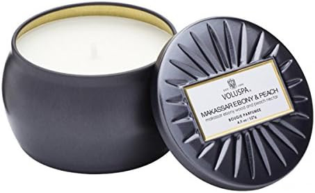 Voluspa Makassar Ebony and Peach Petite Tin Candle, 4.5 Ounces | Amazon (US)