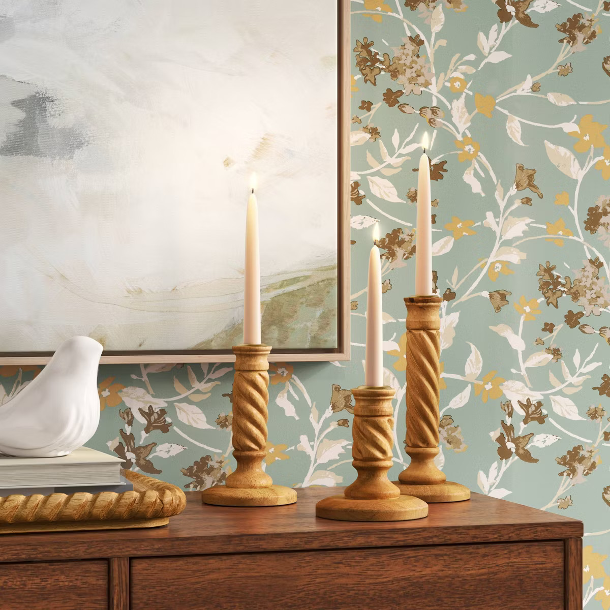 Set of 3 Wood Taper Candle Holders - Threshold™ | Target