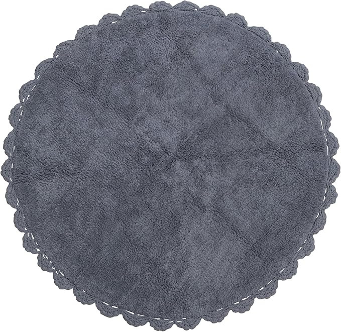 Creative Co-Op Cotton Tufted Rug with Crocheted and Scalloped Trim, Grey | Amazon (US)