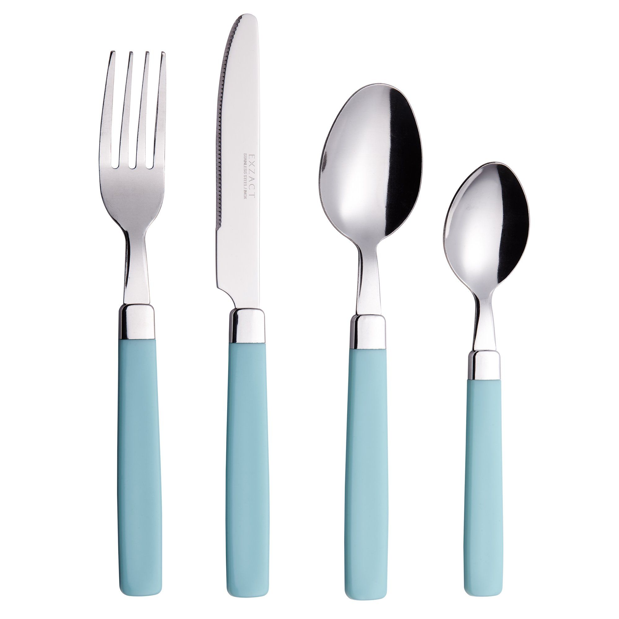 ANNOVA 16 PCS Stainless Steel Silverware/Flatware Set With Colored Handles - Turquoise | Walmart (US)