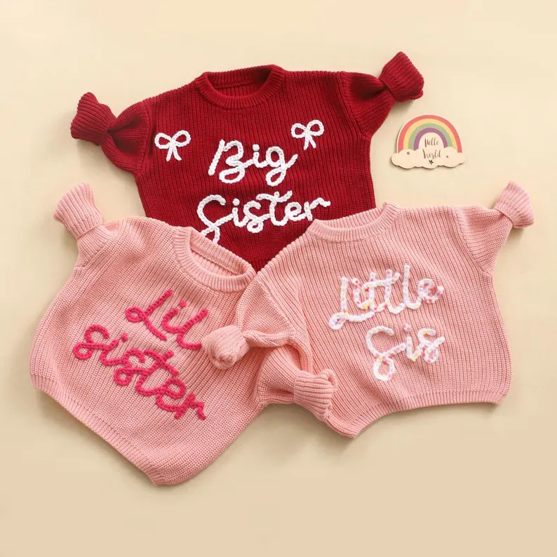 Embroidered Big Sister Sweater,Little Brother Jumper,Personalized Toddler Sweater,1st Birthday Gi... | Etsy (US)