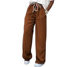 ECOWISH Women Pants High Waist - 2023 Wide Leg Yoga Work Lace Tie Casual Trousers Palazzo Busines... | Amazon (US)
