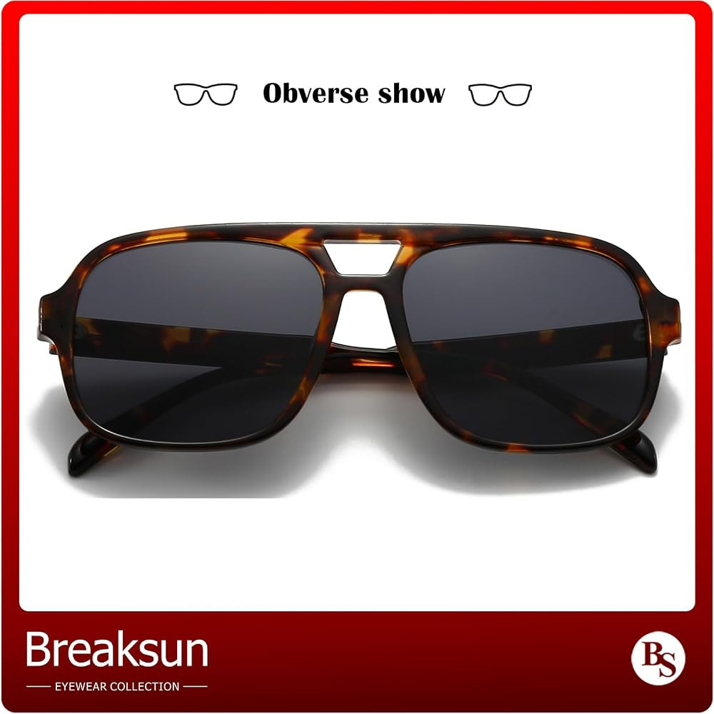 Breaksun Retro Aviator Sunglasses for Women Men Trendy Classic 70s Square Green Aviator Sun Glass... | Amazon (US)