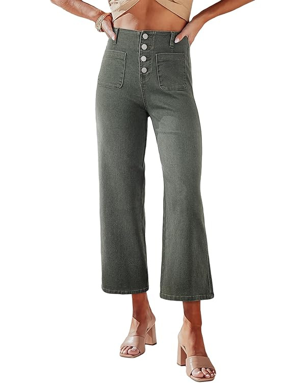 Sidefeel Wide Leg Jeans, Straight Leg Jeans, High Waisted, Loose Denim Pants Zimbaplatinum | Amazon (US)