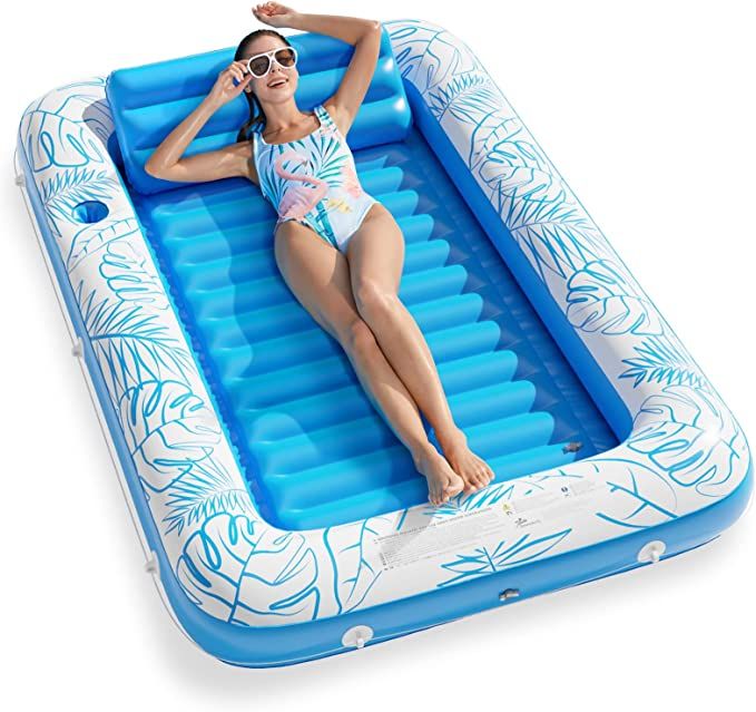 Inflatable Tanning Pool Lounger Float - Jasonwell 4 in 1 Sun Tan Tub Sunbathing Pool Lounge Raft ... | Amazon (US)